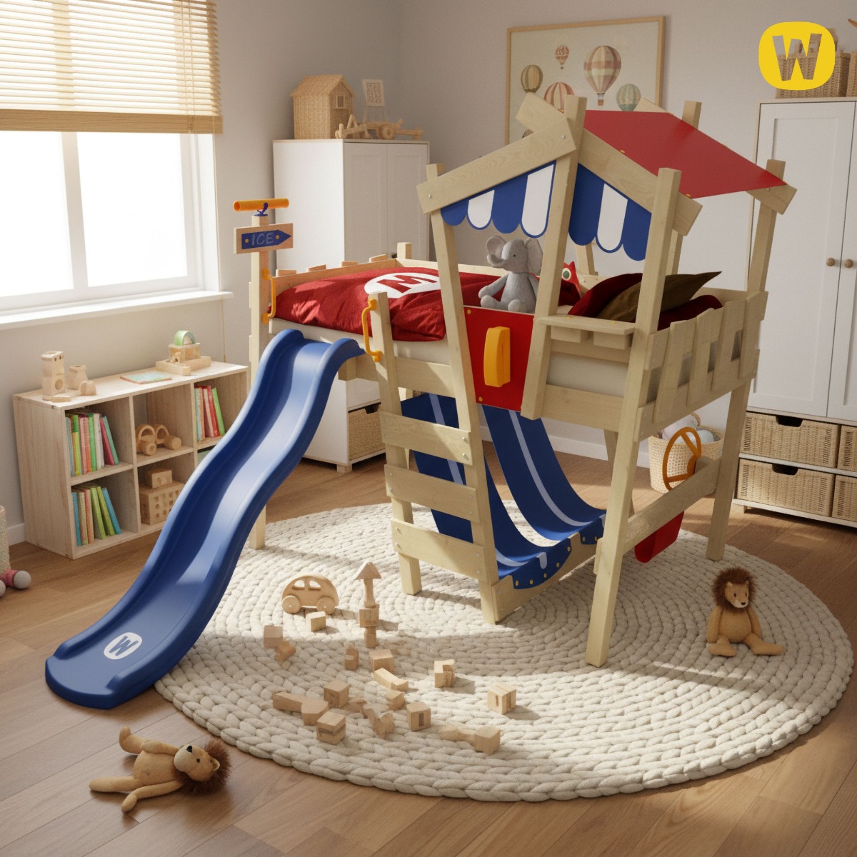 Lit mezzanine Wickey CrAzY Hutty avec toboggan  630561_k